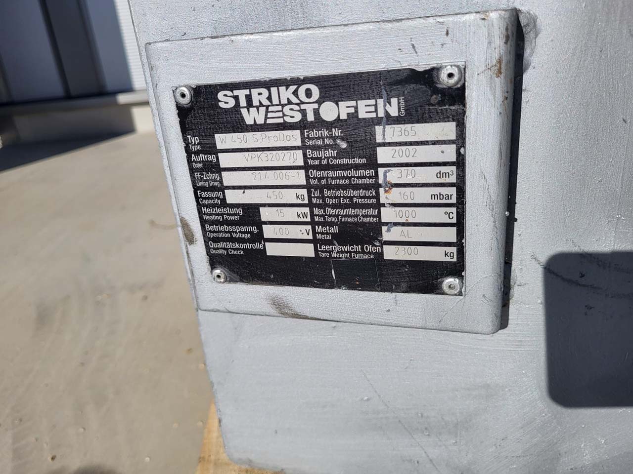 StrikoWestofen W 450 S ProDos DCP Forno di dosaggio O1816, usato StrikoWestofen W 450 S ProDos DCP Forno di dosaggio O1816, usato