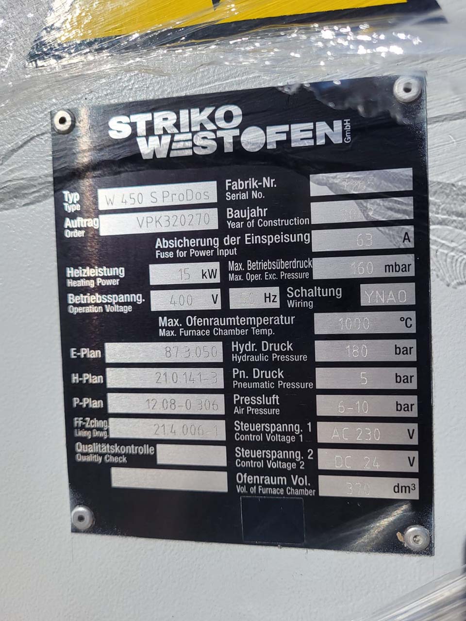 StrikoWestofen W 450 S ProDos DCP Forno di dosaggio O1816, usato StrikoWestofen W 450 S ProDos DCP Forno di dosaggio O1816, usato