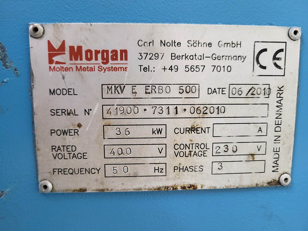 MORGAN MKV E ERBO 500 forno a crogiolo O1804, usato MORGAN MKV E ERBO 500 forno a crogiolo O1804, usato