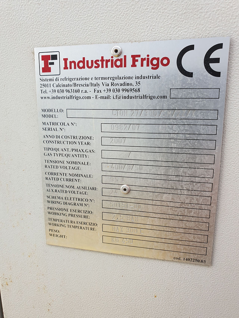 Refrigeratore d'olio industriale Frigo CTOH 27/300/SM/2Z/X ZU2087